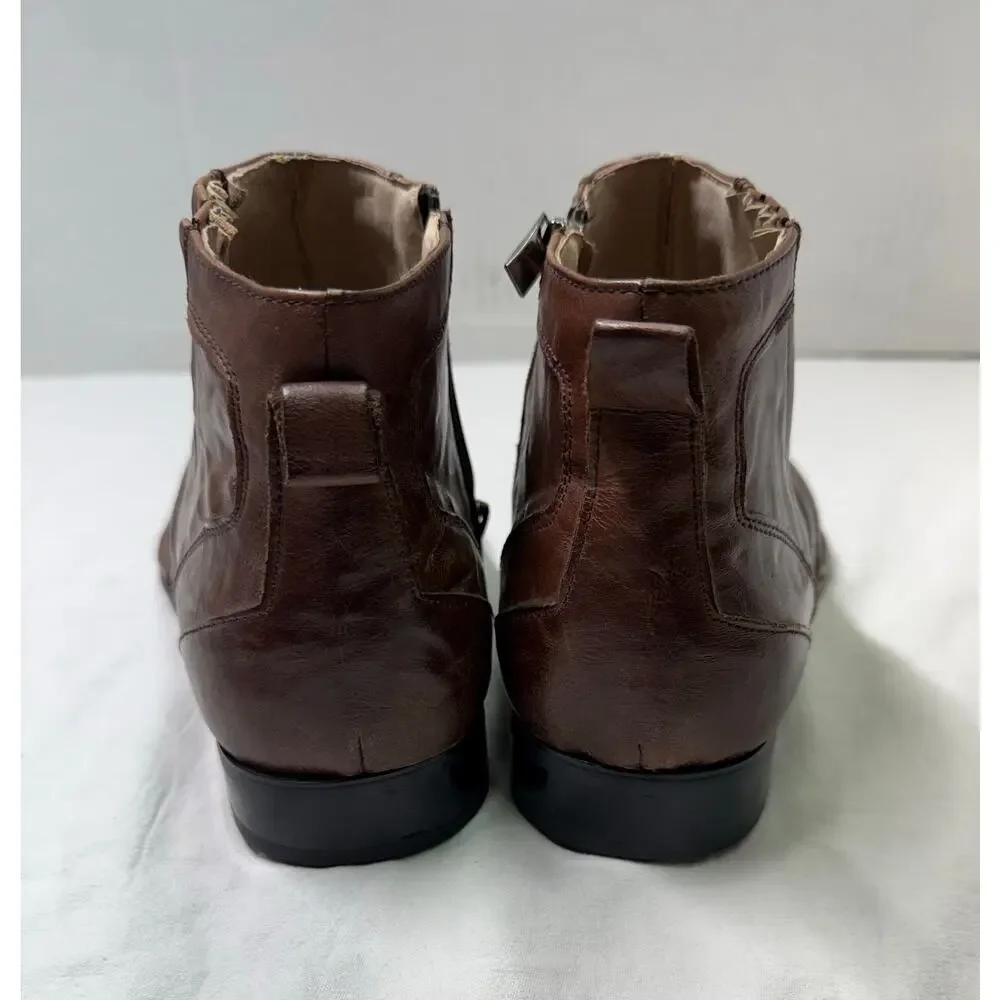 Stacy Adams Men’s Square Toe Ankle zipper Brown Chelsea Boots Size 9M